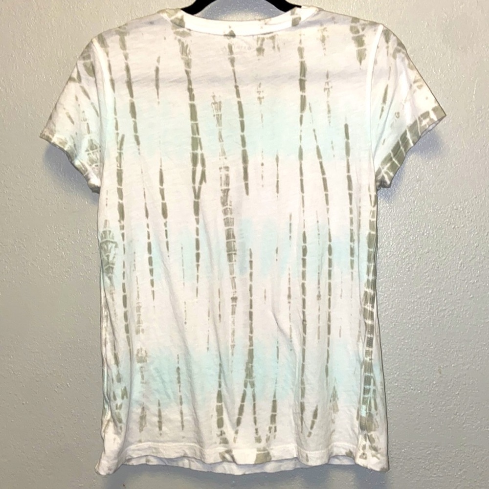 Athleta White Gray Blue Light Tie-Dye 100% Cotton Short Sleeve T-Shirt 4808 - Picture 5 of 10